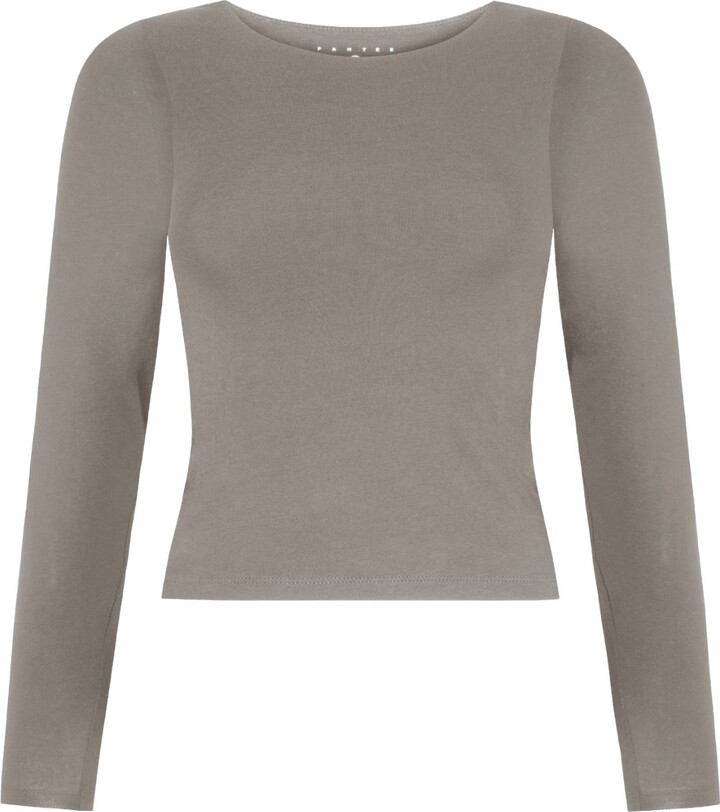 Not Basics Green Organic Cotton Crew Long Sleeve T-Shirt, Sage Grey