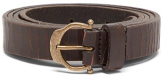 Saint Laurent Giglio Creased-leather Belt - Brown