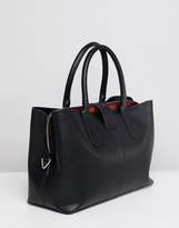 Thumbnail for your product : ASOS DESIGN leather soft lock tote bag with tablet compartment