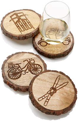 Martha Stewart Collection Wood Coasters with Icons, Set of 4, Created for Macy's
