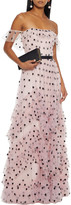 Thumbnail for your product : Marchesa Notte Tiered Polka-dot Sequin-embellished Tulle Gown