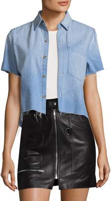 Mother Women's Frenchie Crop Step Fray Jean Shirt