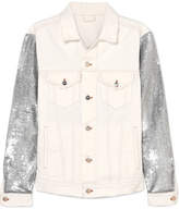 IRO - Nanopo Sequined Jersey And Denim Jacket - White