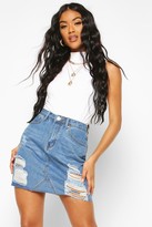 Thumbnail for your product : boohoo Western Distressed Denim Skirt