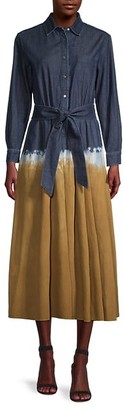 Max Mara Dorina Dip-Dyed Belted Denim Dress