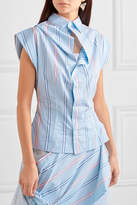 Thumbnail for your product : Vivienne Westwood Draped Striped Cotton Shirt - Blue