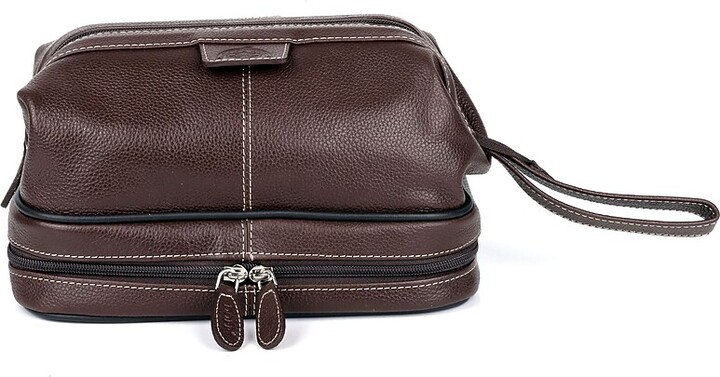Dopp Country Saddle 10" Leather Toiletry Bag, Water Resistant, Brown (08772.BR)