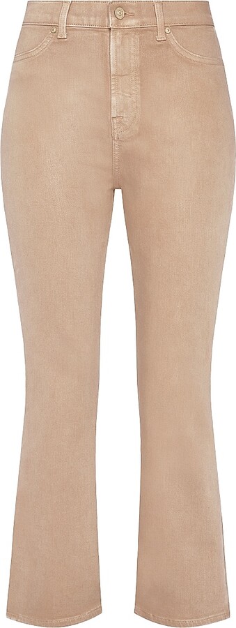 7 For All Mankind Women's Coated High-Rise Slim Kick-Flare Jeans - Cafe Crema - Size 25