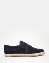 Thumbnail for your product : Dune Woven Slip On shoes In Navy Suede