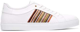 Paul Smith Artist Stripe Leather Low Top Trainers - Mens - White