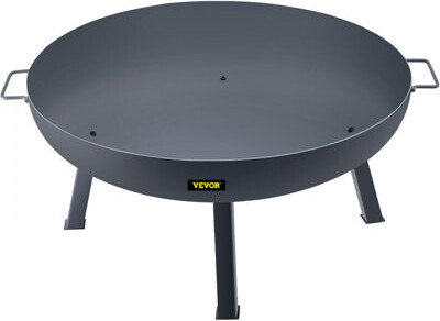Latitude Run Fire Pit Bowl, 34-Inch Diameter Round Carbon Steel Fire Bowl, Wood Burning for Outdoor Patios, Backyards & Camping Uses, with A Drain Hole, Portable H