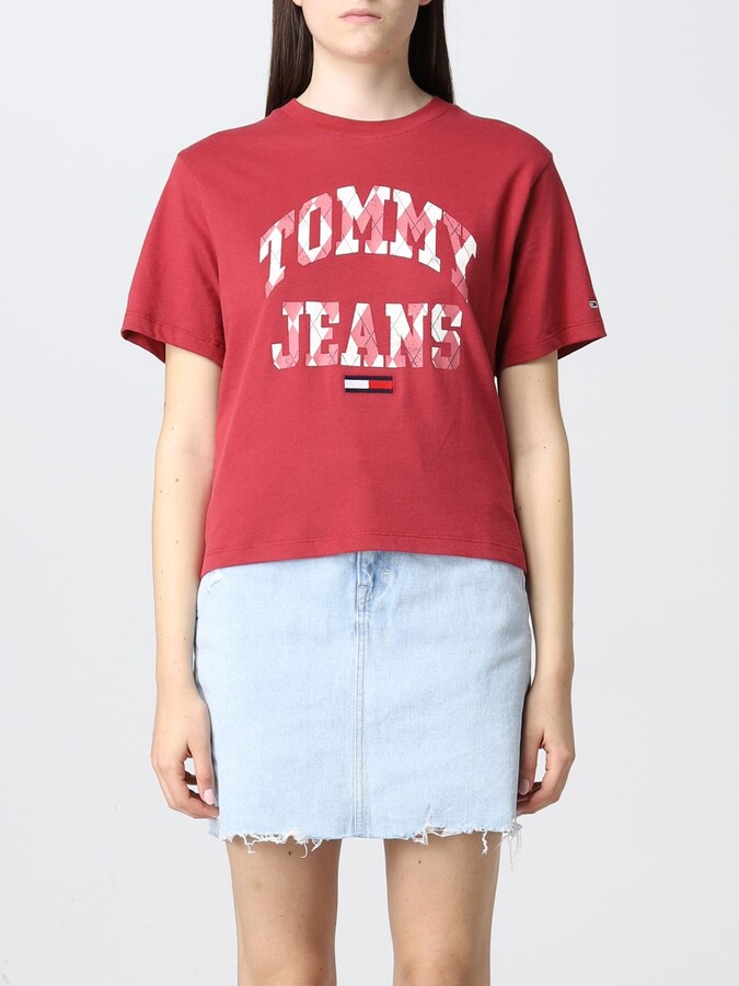 Tommy Hilfiger Jeans TEE SHIRT rouge chiné Homme COLLEGIATE TEE DM0DM05129 SAMBA 