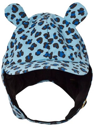 Mini Rodini Blue Leopard Print Trapper Hat with Ears