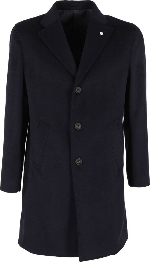 L.B.M. Cashmere Coat With Classic Lapels And Functional Pockets
