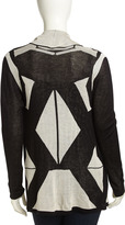 Thumbnail for your product : Neiman Marcus Geometric-Print Open-Front Peaked Cardigan, Black/White