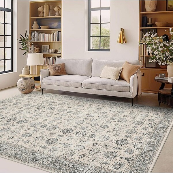 coucheta5x7ftWashableVintageBohoAreaRugforLivingRoomDistressedLargeSoftNon-SlipOrientalThrowCarpetforBedroomDiningBeige