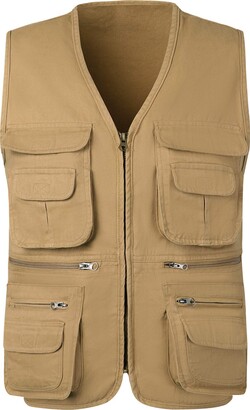 KTWOLEN Men's Fishing Waistcoats Multi Pocket Outdoor Vest Safari Hunting  Hiking Vest Jacket Breathable Photography Top - ShopStyle