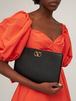 Thumbnail for your product : Valentino Garavani Large V Logo Signature Leather Pouch