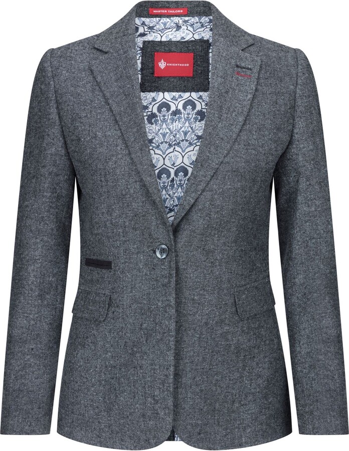 Tweed Blazer Women TruClothing Tru Clothing Women's Tweed Navy