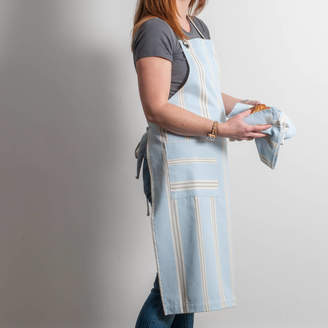 Cottage in the Hills Eastnor Blue Grey Ticking Stripe Organic Apron