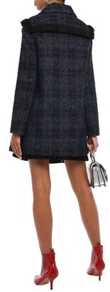 Love Moschino Fringe-trimmed Checked Brushed-tweed Coat