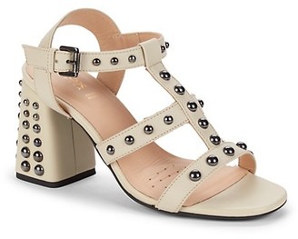 Geox Seyla Studded Leather Block Heel Sandals