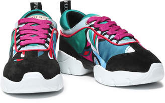 Emilio Pucci Printed Neoprene, Suede And Patent-leather Sneakers