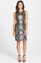 Thumbnail for your product : Donna Ricco Sequined Mesh Sheath Dress (Petite)
