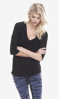 Express One Eleven V-Neck Tunic Tee - Black