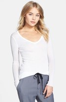 Thumbnail for your product : James Perse Cotton Cashmere Long Skinny Deep V Tee