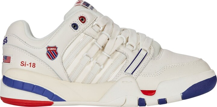 K-Swiss Women's SI-18 Premier Shoes, Size 7, Brilliant White/Classic Blue/Red