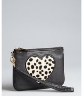 Thumbnail for your product : Rebecca Minkoff black leather and pony hair 'Heart Cory' wristlet pouch