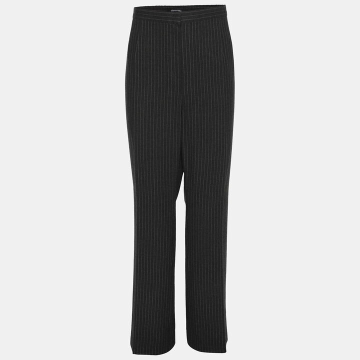 Elena Miro Dark Grey Striped Fabric Trousers XXL