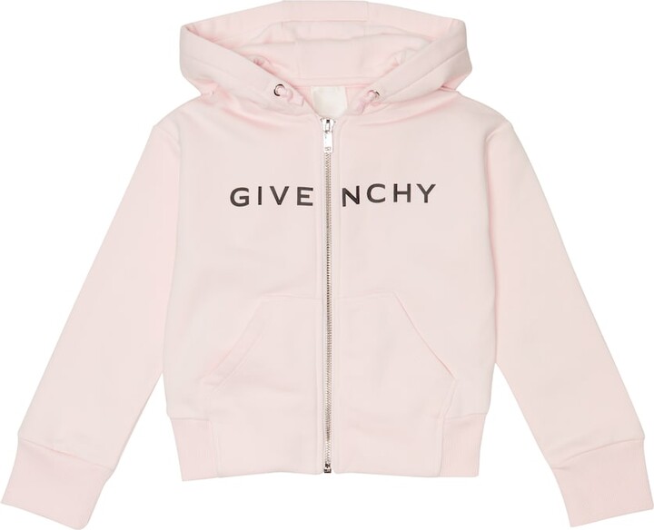 Givenchy Kids Logo cotton-blend jersey zip-up hoodie