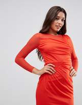 Thumbnail for your product : ASOS Design Mesh Midi Bodycon Dress With Ruched Details