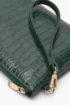 Thumbnail for your product : boohoo Croc Zip Top Clutch Bag