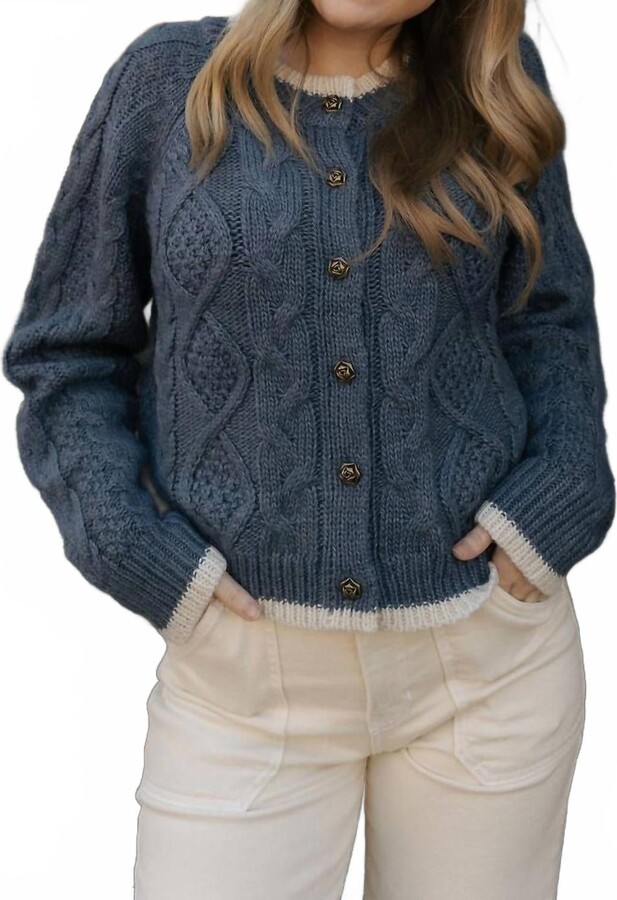MIOU MUSE Color Contrast Cardigan In Navy