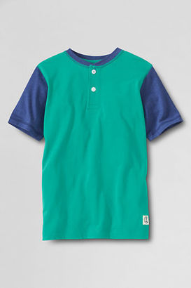 Lands' End Boys' Short Sleeve Colorblock Super-T Henley Shirt