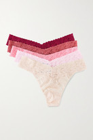Thumbnail for your product : Hanky Panky Signature Set Of Five Stretch-lace Thongs