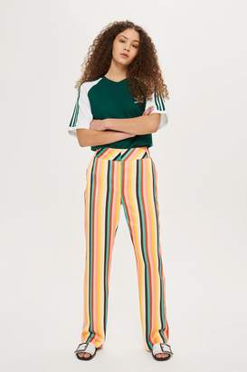 Topshop Womens Rainbow Striped Wide Leg Trousers - Multi
