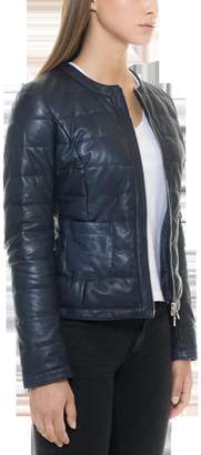 Forzieri Dark Blue Quilted Leather Women's Jacket