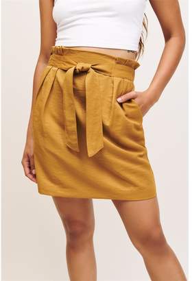 Dynamite Avery Belted Mini Skirt - FINAL SALE Gold Brown Mix Beige