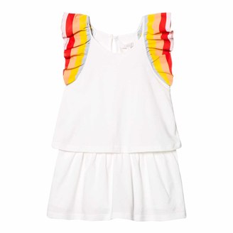 Chloé White Rainbow Frill Sleeve Dress