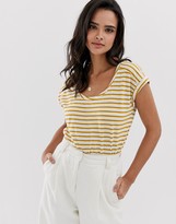 Thumbnail for your product : Esprit stripe crew neck t-shirt with turn up sleeve yellow