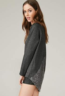 Forever 21 Marina T. Marled Loose Knit-Paneled Top