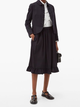 COMME DES GARÇONS GIRL Ruffled Tropical Wool Midi Skirt - Navy