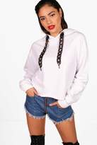 Thumbnail for your product : boohoo Womens Brooke Embellished Drawcord Crop Hoody