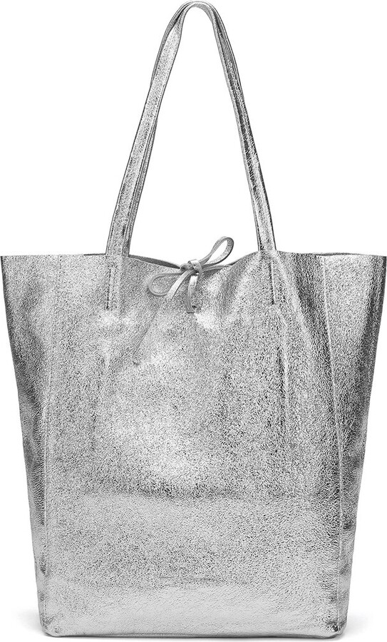 Tiffany & Fred Paris Soft Metallic Leather Tote ShopStyle Shoulder Bags