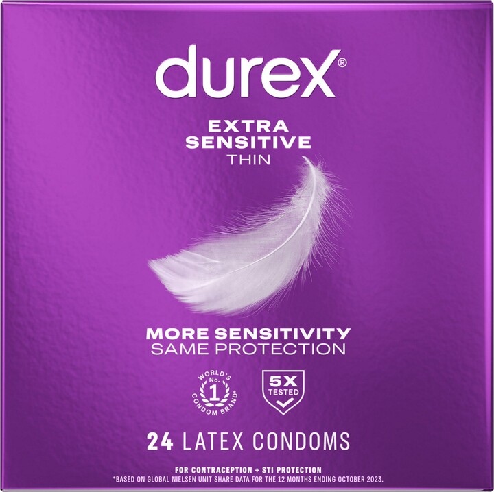 Durex Extra Sensitive Ultra Thin Lubricated Latex Condoms, 24ct
