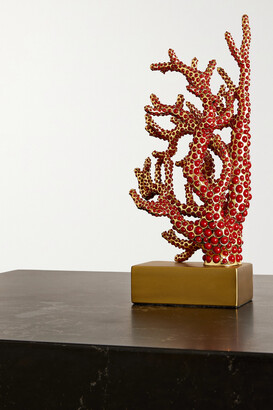 L'OBJET 22cm Faux Coral And Gold-plated Bookend - Red